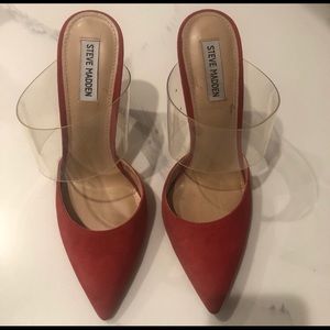 Steve Madden Red heels with clear front